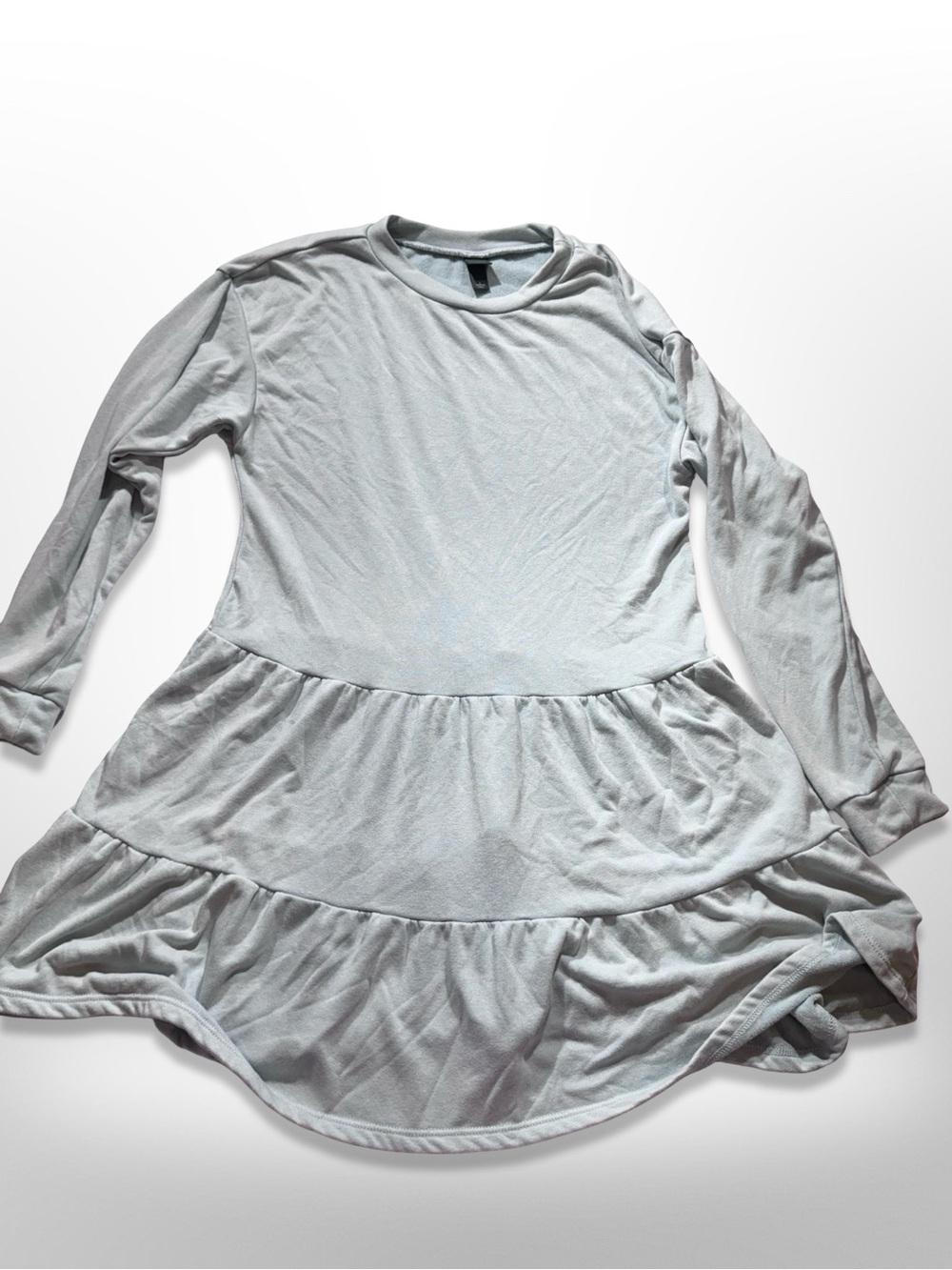 Long Sleeve Tiered Dress - Light Gray